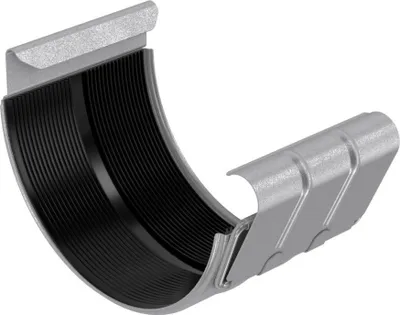 A close-up studio shot of a gutter connector.