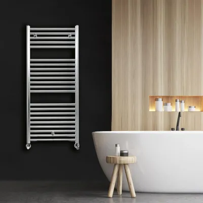 Imagen del producto de Calefactor de pared de aluminio, modelo Classic, 1400x432 mm, blanco brillante – Calefactor tubular para baño