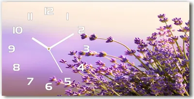 Produktbild von Wanduhr aus Glas – 60x30 cm - Glasbild - Glasuhr - Gehärtetes Glas - weisse-zeiger - Lavendel