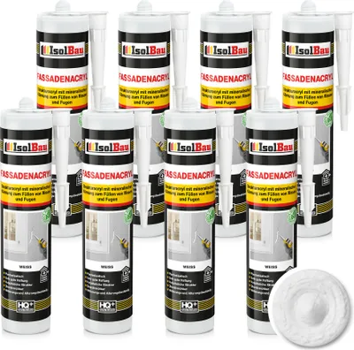 Image de Isolbau Acrylique façade structuré 8 x 300 ml Blanc Mastic fissures joints intérieur extérieur