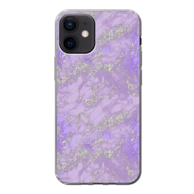 Produktbild von MuchoWow® Handyhülle Schutzhülle Hülle für iPhone 12 Marmor - Lila - Muster Silikon Softcase Handy Hülle - Schutzhülle