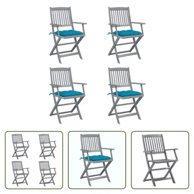 Produktbild von The Living Store Klappbare Gartenstühle 4 Stk. mit Kissen Massivholz Akazie