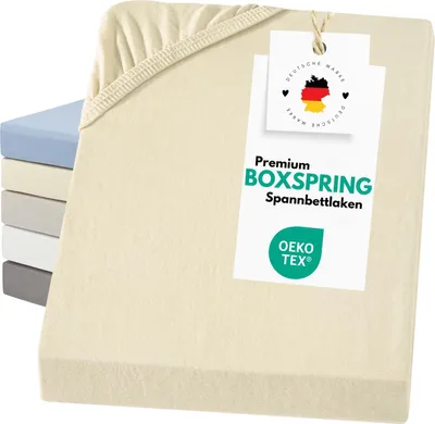 Produktbild von Jersey Bettlaken Boxspring / Wasserbett aus 100% Baumwolle Creme 90-100 x 200 cm