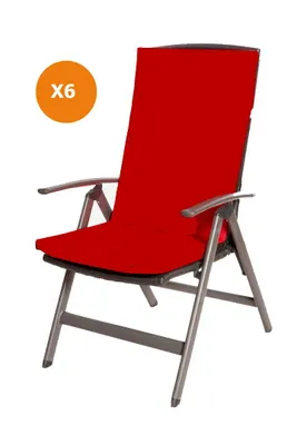Produktbild von Stuhlkissen 6er set | Sitzkissen 110x47x4cm Rot | sitzkissen gartenmöbel Polsterauflage Auflage für Stühle | stuhlkissen outdoor