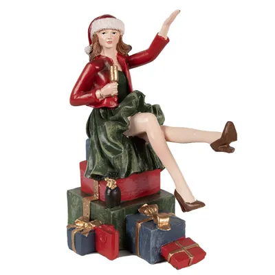 Immagine prodotto di Clayre & Eef decorazione natalizia figura donna 18 cm rosso poliresina