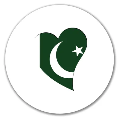 Produktbild von Huuraa Aufkleber Pakistan Flagge Herz 10cm rund Sticker Geschenkidee