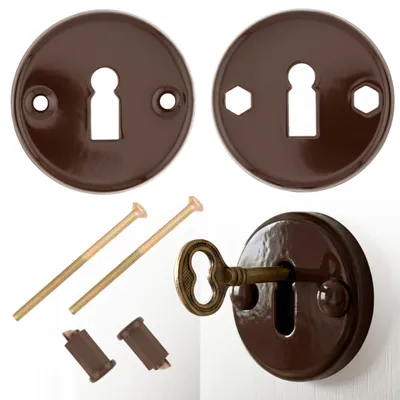 Produktbild von Untere Braune Türschildrunde Untere Türrosette Für Türen Scheiben Schlüssel