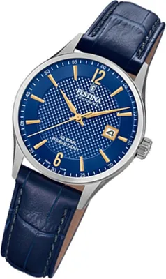 Produktbild von Festina Analog Damen Uhr Swiss Made F20009/3 Leder Armband-Uhr blau UF20009/3