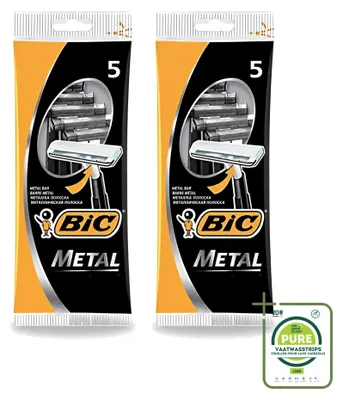 Zdjęcie produktu dla 2 sztuki maszynek do golenia jednorazowych Bic Men Metal – metalowa obudowa, pojedyncza głowica – opakowanie zbiorcze
