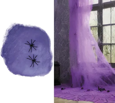 Produktbild von Tierisches Halloween Spinnennetz Deko Grusel Ambiente Phantasie Horror Atmosphäre Dekoration Mystisches Flair Herbstliches Abenteuer Party, Farbe: Lila