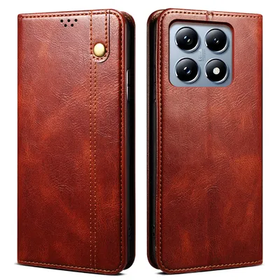 Obrázek produktu pro Pouzdro pro Xiaomi 14T Pro kožené flip pouzdro peněženka s funkcí stojánku červené