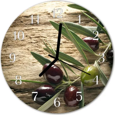 Produktbild von Glasuhr Wanduhr Küchenuhr Echt-Glas 30fi cm Oliven braun