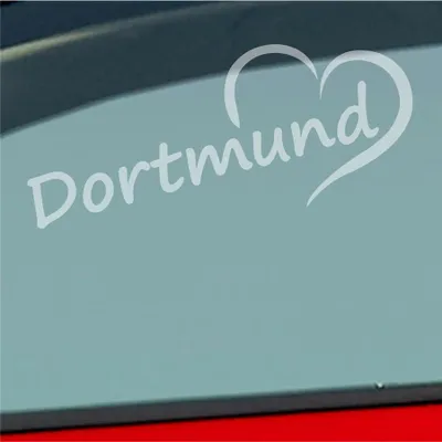 Produktbild von Auto Aufkleber Dortmund Herz Stadt City Liebe Love Heimat 19x8 cm Milchglas Sticker Heckscheibenaufkleber