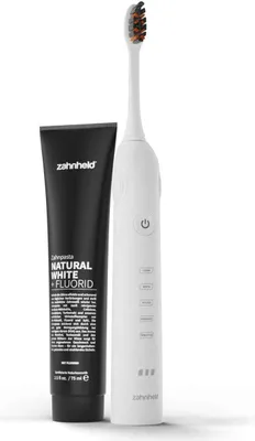 Produktbild von Zahnheld elektrische Zahnbürste Schallzahnbürste Gero im Set mit Zahnpasta Natural White und Reiseetui- 5 Putzmodi, Zahnpflege Set, Mundpflege, Zahnbürste mit Schall