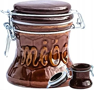 Image de Pot De Miel 300 Ml. Céramique Avec Couvercle Pour Café, Thé, Épices