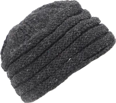 Produktbild von Wollmütze aus Nepal, Handgestrickte Mütze, Strickmütze, Kurze Beanie - Anthrazit, Uni, Schwarz, Wolle, Hüte, Mützen