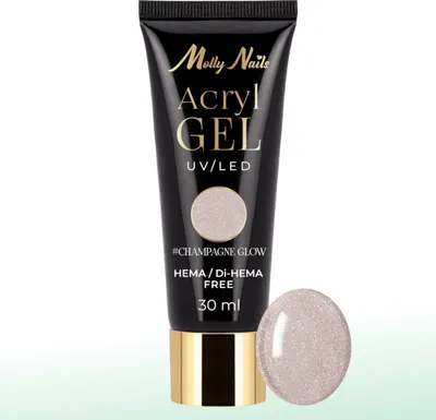 Obrázok produktu pre Akrylový gél Polygel build-up gél na predlžovanie AcrylGel Molly Nails HEMA/Di-HEMA Free Champagne Glow 30 ml