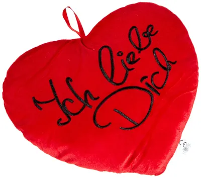 Plüschkissen Herzform "Ich liebe dich", 34 cm, rot