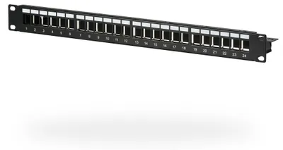 Patchpanel 19 Zoll 1HE, 24-Port, schwarz, ohne Keystone