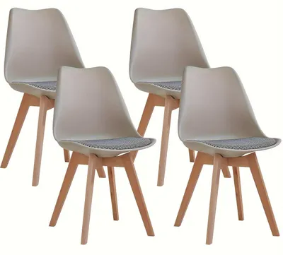 Immagine prodotto di Sedie da pranzo – Set di 4 – Design scandinavo – Sedie da cucina – Con cuscino in lino e gambe in legno