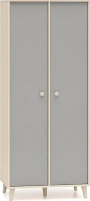 Produktbild von Jugendzimmer Kleiderschrank 80 cm breit in Sandbeige mit grau, 2 Kleiderstangen - MODICA-131
