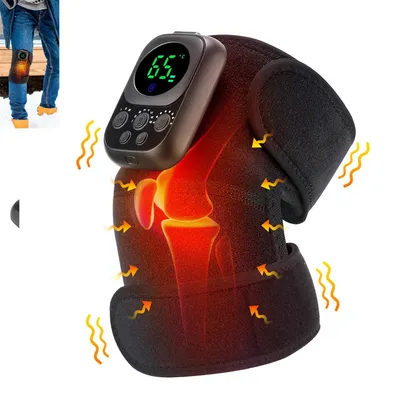 Produktbild von Kniewärmemaschine mit 6-stufiger Wärmetherapie (45℃-70℃), 3-stufiger Vibration und 8 EMS-Modi zur Linderung von Knieschmerzen. Praktische Heizauflage