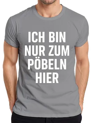 Zdjęcie produktu dla Koszulka męska "Tylko po to tu jestem: żart, sarkazm, prowokacja, humor", kolor szary, rozmiar XL