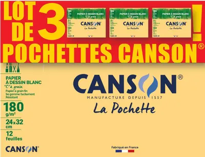Immagine prodotto di CANSON C400051380 CANSON Zeichenpapier "C" à Grain, 320 x 240 mm, 3er Set