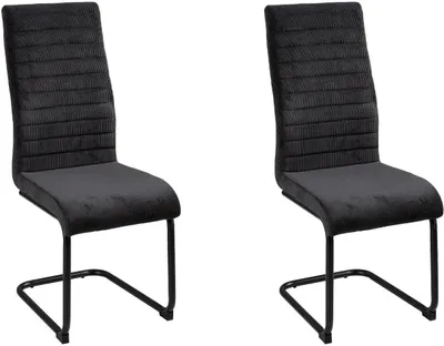 Produktbild von Schwingstühle - Dunkelgrau - Schwarz - Cordbezug - Metall - 2er Set