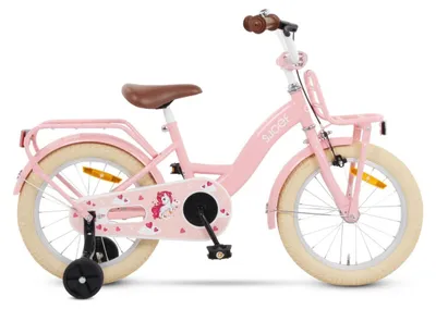 Produktbild von SJOEF Classic Kinderfahrrad | 12 - 16 Zoll | Kinder Fahrrad für Mädchen / Jugend | Ab 2-6 Jahren | inklusive Stützräder - Rosa