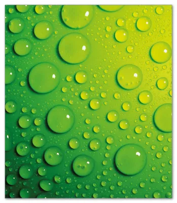 Produktbild von Wallario Herdabdeckplatte aus Glas, Größe 52 x 60 cm 1-teilig, Motiv Wassertropfen auf Grün