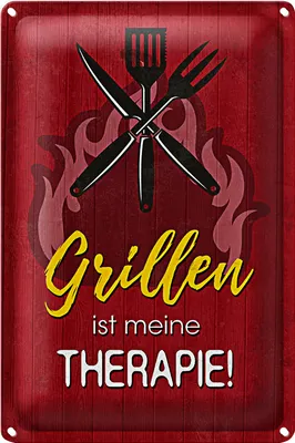 Produktbild von Blechschild Spruch 20x30cm Grillen ist meine Therapie