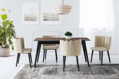 Immagine prodotto di Zona pranzo Mobili per la sala da pranzo Set da pranzo Tavolo da pranzo Sedie 7 pezzi Tavolo marrone