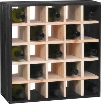 Produktbild von Weinregal 52 cm, Karo, schwarz-natur gebeizt, Holz