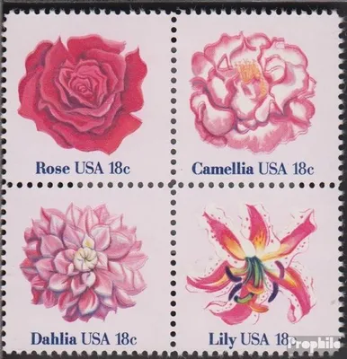 Produktbild von Briefmarken USA 1981 Mi 1459-1462 Viererblock (kompl.Ausg.) postfrisch Blumen