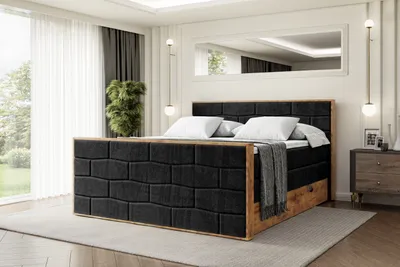 Produktbild von ALTDECOR Boxspringbett mit Matratze und Lattenrost, Topper, Fußteil,Polsterbett mit Bettkasten, Bett mit Stauraum H3- und H4- Matratze, Doppelbett -LOLLI8-Z KING-140x200 - Schwarz Casablanca
