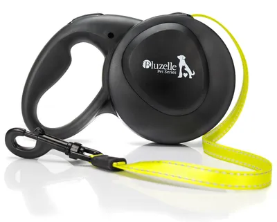 Produktbild von BLUZELLE 8m Lange Hundeleine für Hunde bis 50kg, Flexible Rollleine Neon-Gelb Leuchtender Reflektor-Gurt mit 360° Karabinerhaken Metall, Ergonomischer Griff Schwarz Gummiert & Einzugs-Bremse, Schwarz