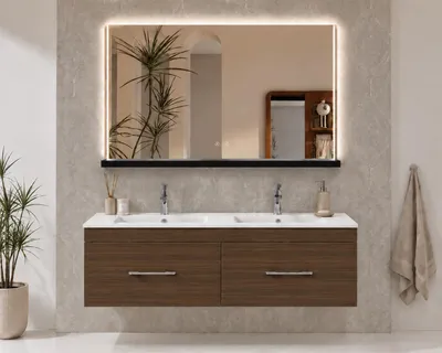 ORIGEN BATH FLORENCIA Badmöbel mit Doppelwaschbecken 120x45 cm, Tea-Esche