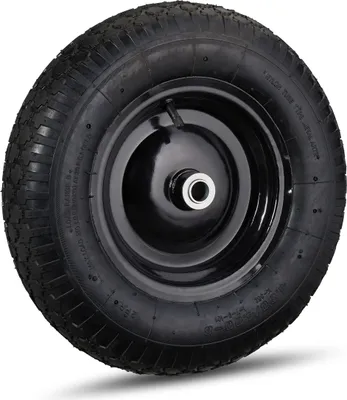 Produktbild von 4 x Schubkarrenrad 4.80 4.00-8, luftbereift, Ersatzrad Schubkarre, Stahlfelge, Ventil, Reifen bis 120 kg, schwarz