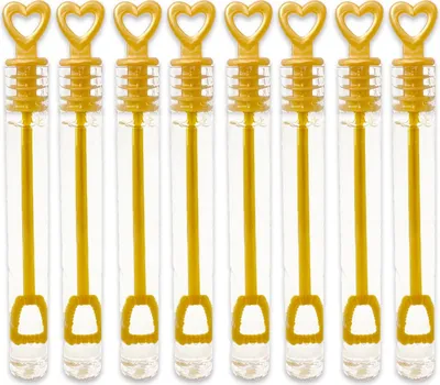 Produktbild von 24x Goldene Seifenblasen Röhrchen mit Herz Wedding Bubbles Hochzeit Mitbringsel Dekoration