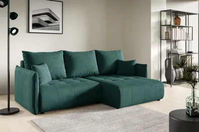 Produktbild von Ecksofa Schlafsofa CANIO Stoff Monolith Grün Ottomane Rechts