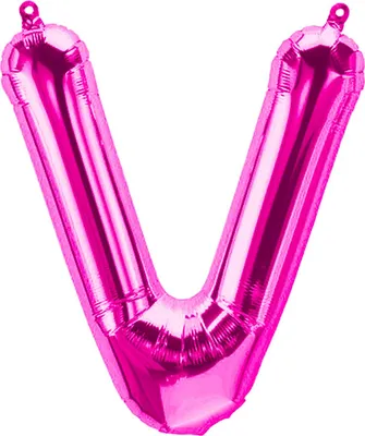 Obrázok produktu pre Fóliový balón písmeno V, ružový, cca 40 cm, na plnenie vzduchom
