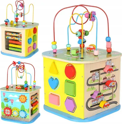 Zdjęcie produktu dla Drewniana Kostka Edukacyjna Kolorowa Z Labiryntem Sorter Liczydło