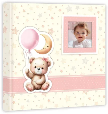 Produktbild von ZEP Kinderalbum Brian 32x32 cm rosa Teddybär-Flugzeug 60 Seiten Karton Fotos