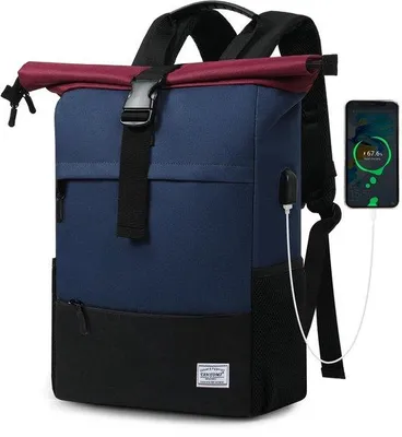 Produktbild von Uni Rolltop-Tas Groß, Laptop-Tas für Herren, Wasserdichte Reise-Tasche für Casual, Schul- und Freizeitaktivitäten