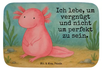 Produktbild von Mr. & Mrs. Panda Badematte Axolotl Niedlich Design - Weiß - Geschenk, Liebe, Badvorleger, Teppich Bad, Fröhlich, Badezimmerteppich, Lebensweisheit, Badezimmer Matte