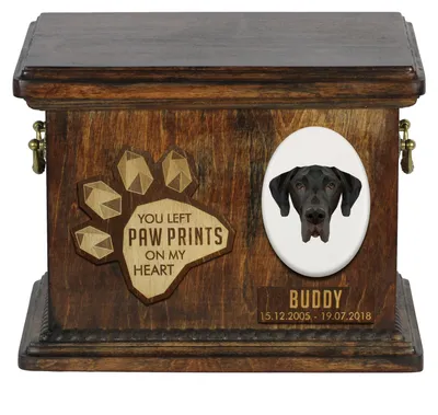 Productafbeelding van Duitse Dog - Urn voor as van een hond, gepersonaliseerde urn met gravure, herdenkingskist voor as van een hond, merk Art-Dog