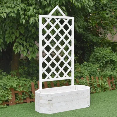 Immagine prodotto di portavaso da giardino - fioriera - supporto per piante - scaffale per piante - scaffale per fiori - fioriera in legno con struttura a graticcio
