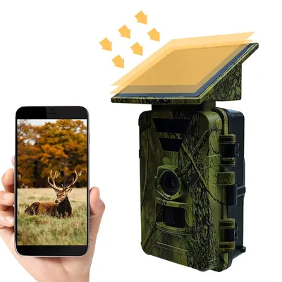 Produktbild von Wildkamera, 4K Video, 60 MP Full-HD, WiFi, App-Übertragung, Bewegungssensor, Nachtsicht, 0,1 s Auslösezeit, IR, mit 32 GB Speicherkarte & Kartenleser