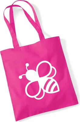 Produktbild von Huuraa Jutebeutel Biene Silhouette 10 Liter Fuchsia Baumwolle Tasche Geschenkidee